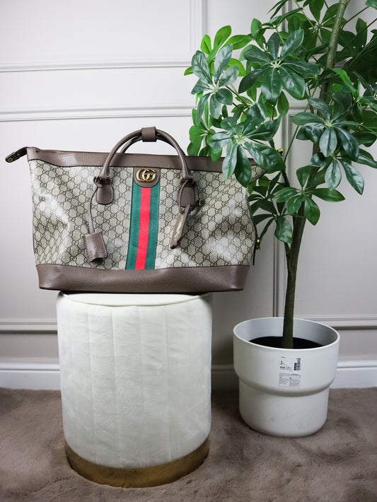 GUCCI Borsa shopping Ophidia GG marrone