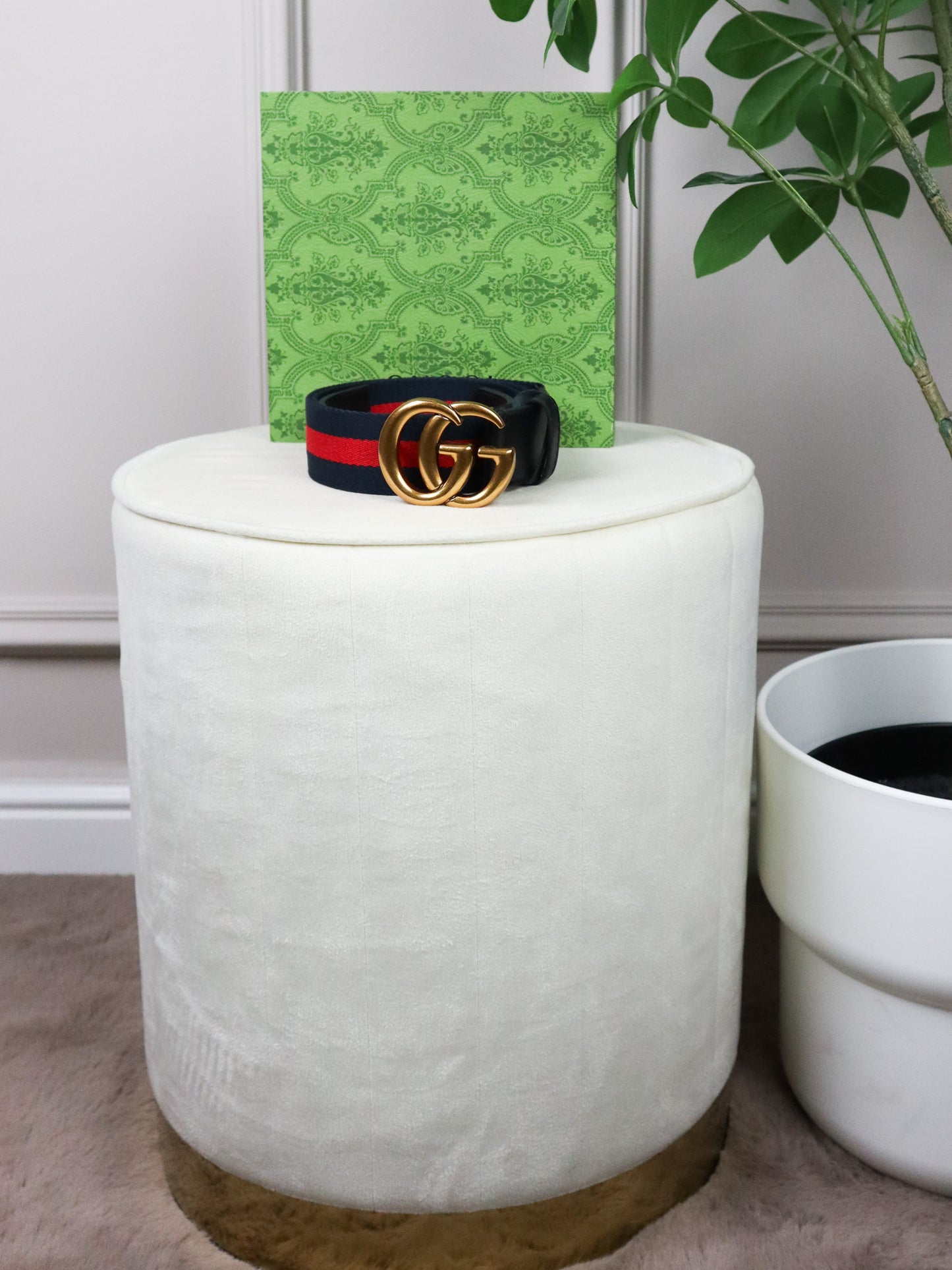 GUCCI Cintura multicolor blu fibbia oro