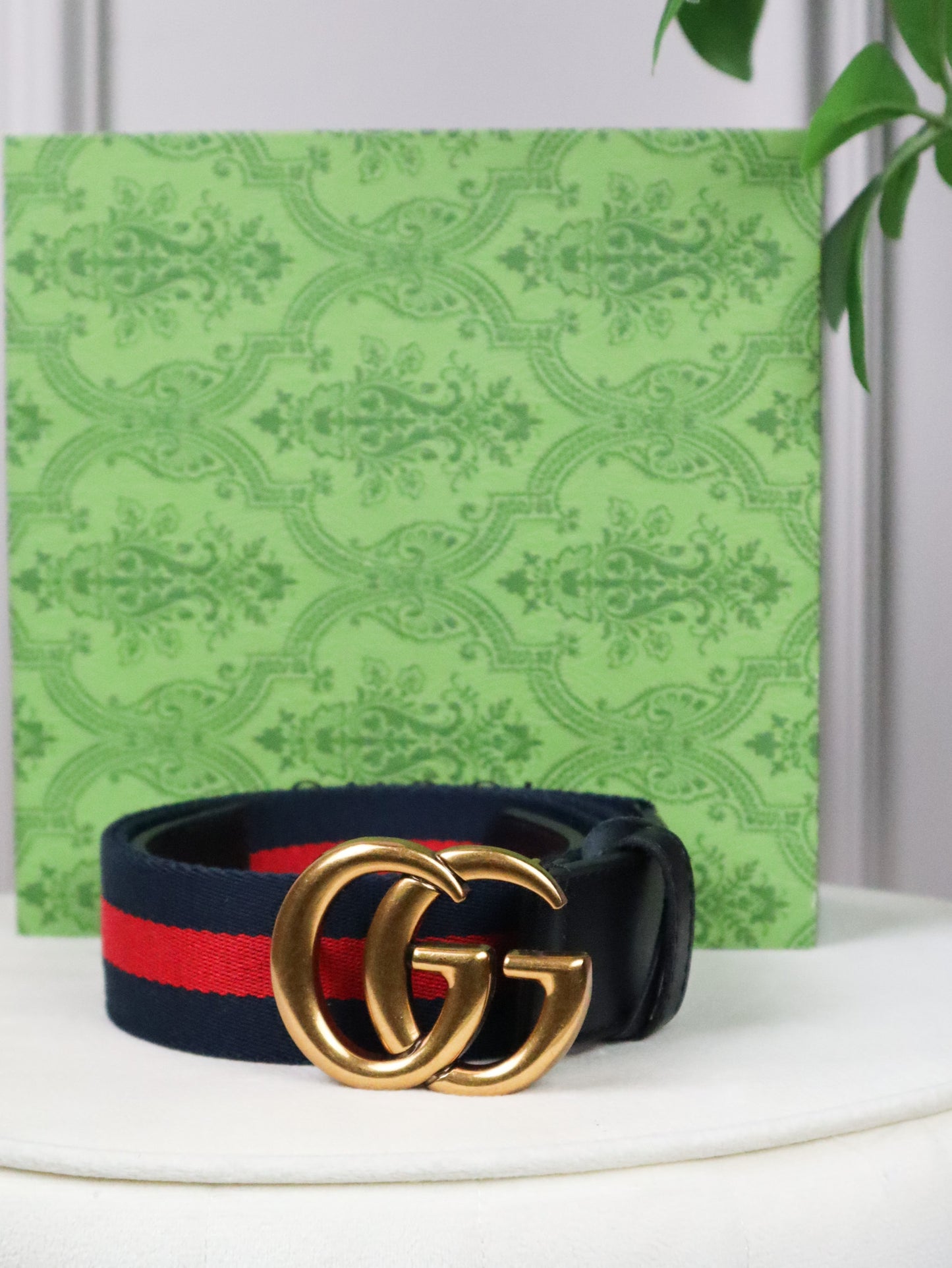 GUCCI Cintura multicolor blu fibbia oro