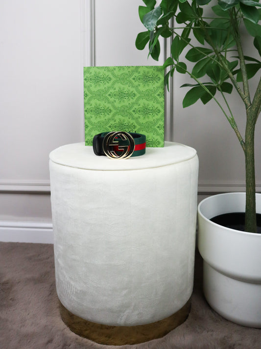 GUCCI Cintura multicolor verde fibbia oro