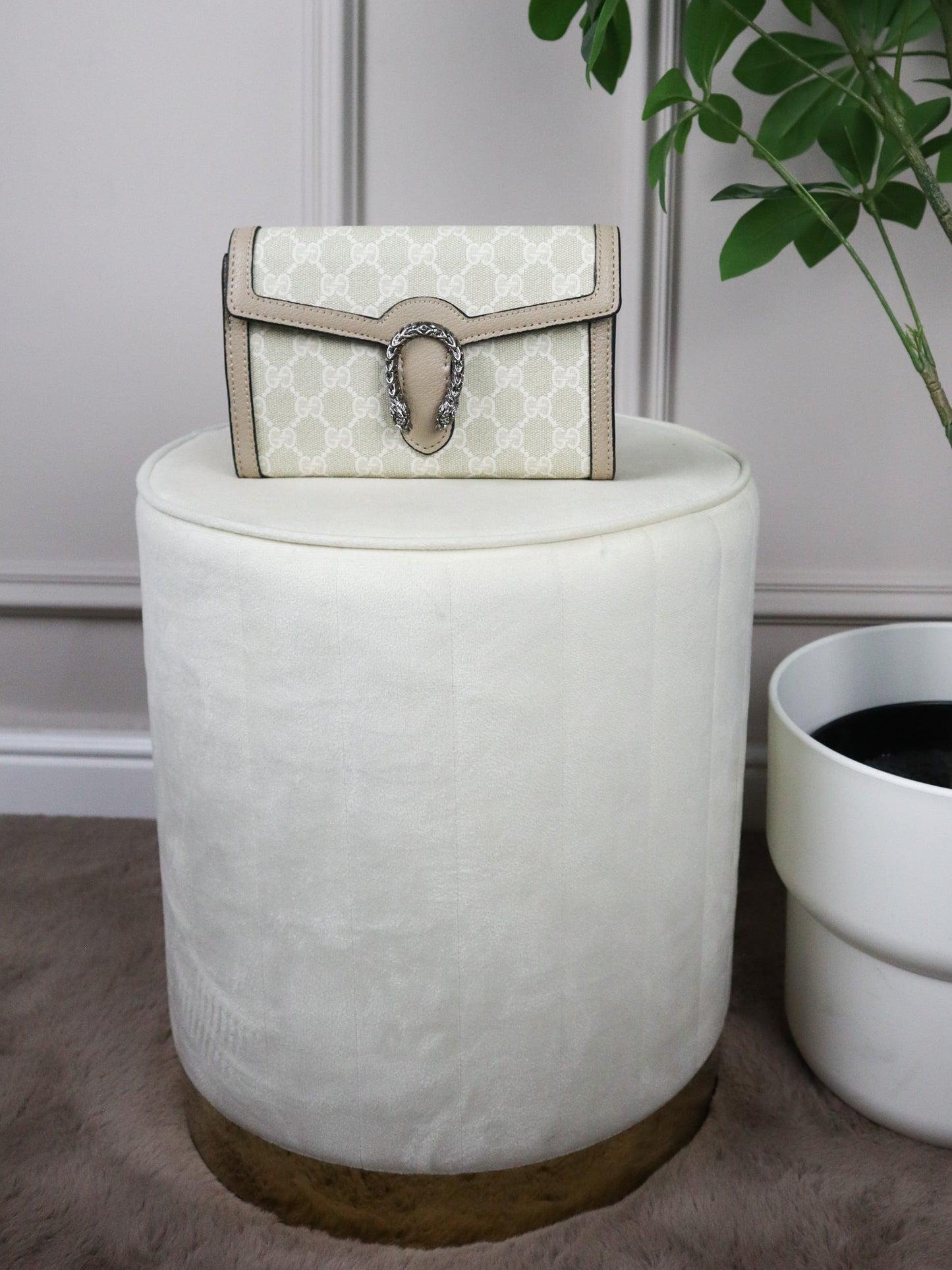 GUCCI Sac mini Dionysus cuir et toile GG beige
