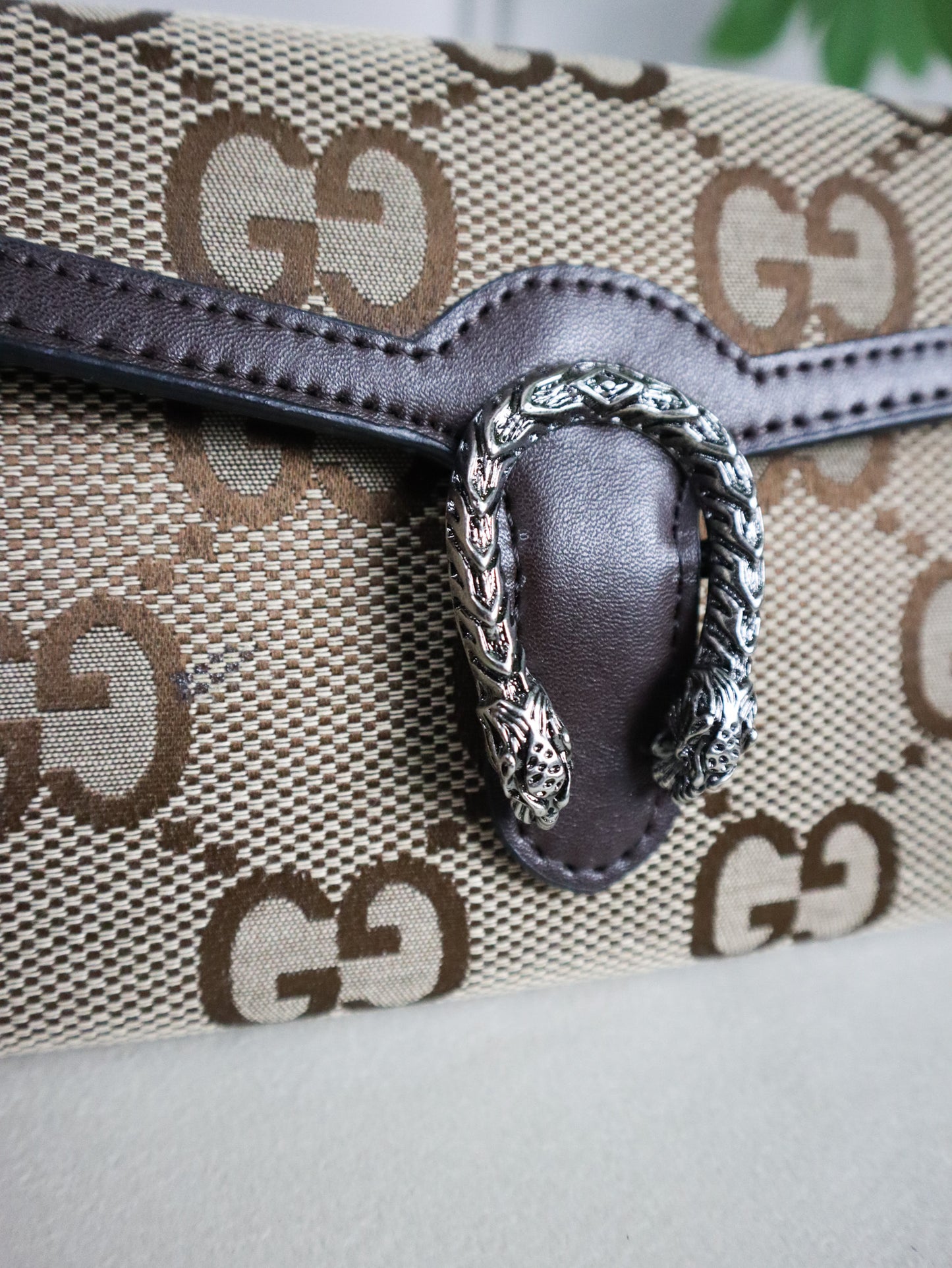 GUCCI Sac mini Dionysus cuir et toile GG marrone
