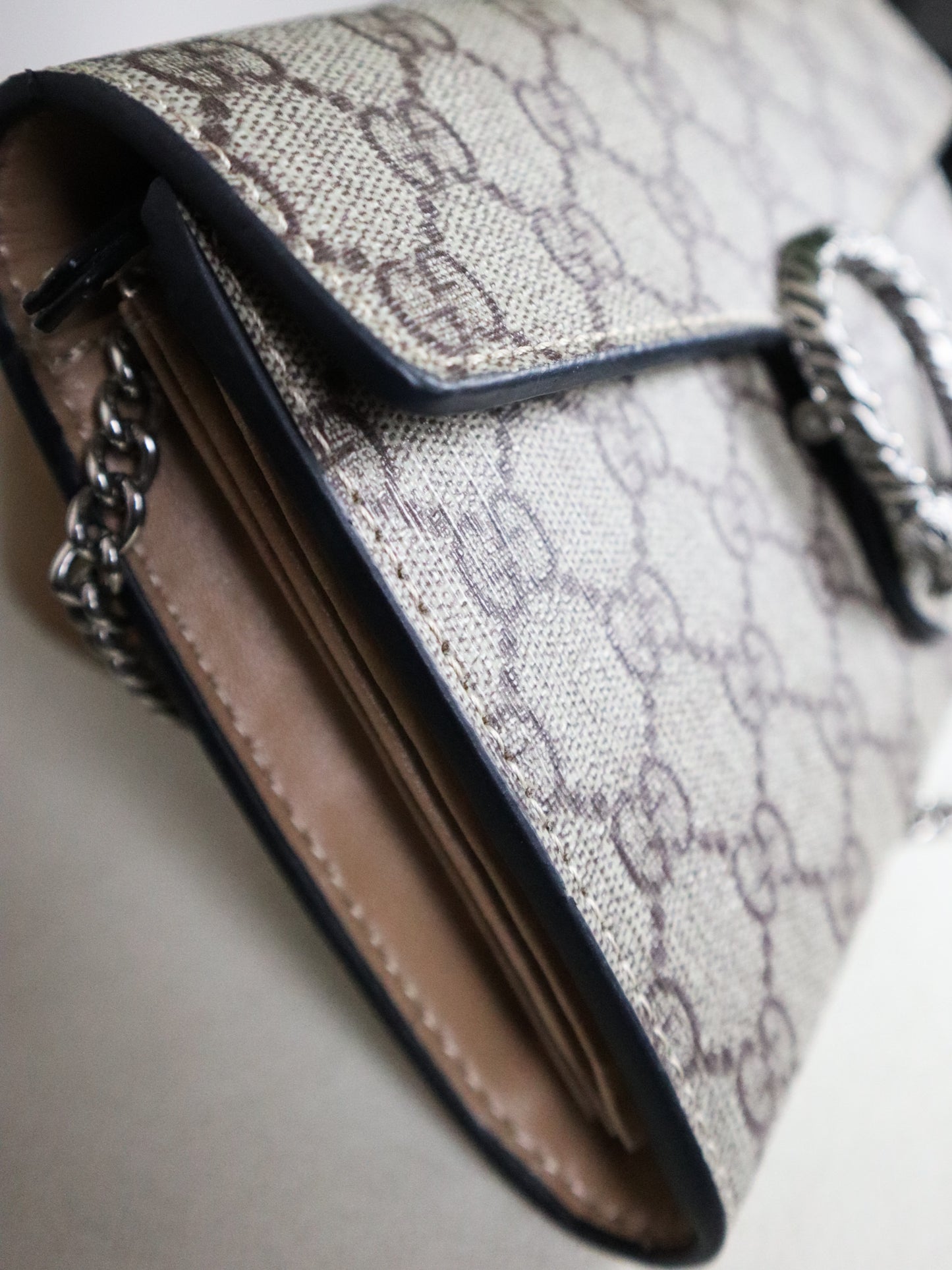 GUCCI Sac mini Dionysus cuir et toile GG marrone scuro
