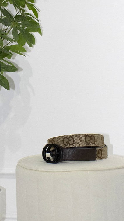 GUCCI Cintura GG Marmont beige con stampa GG Supreme