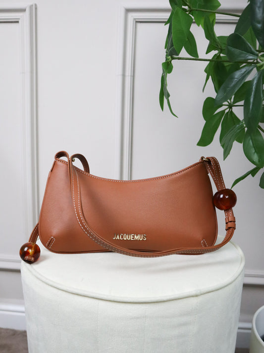 JACQUEMUS Borsa a Spalla Le Bisou Perle marrone