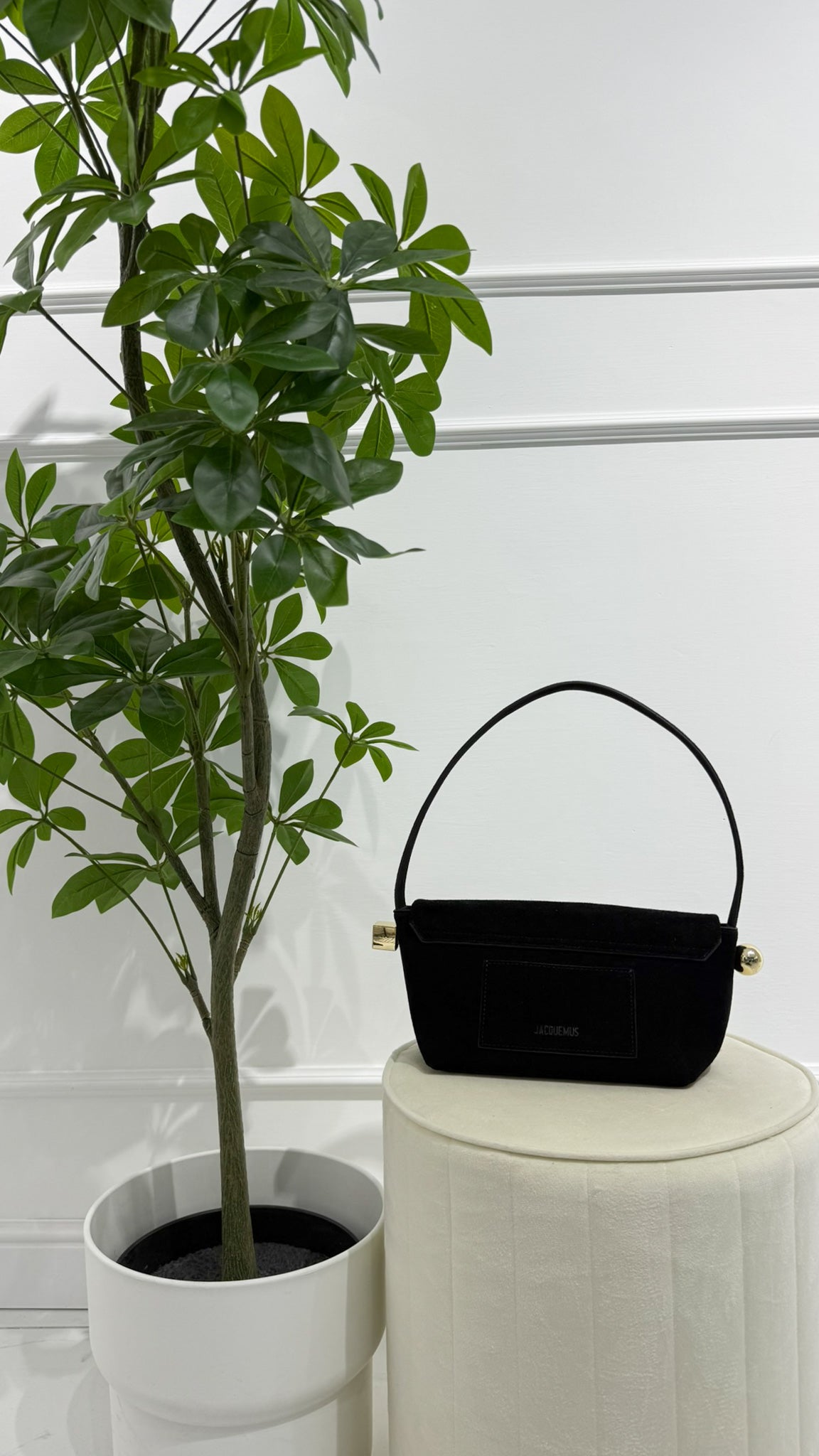 JACQUEMUS Pochette Luz in Camoscio Nero