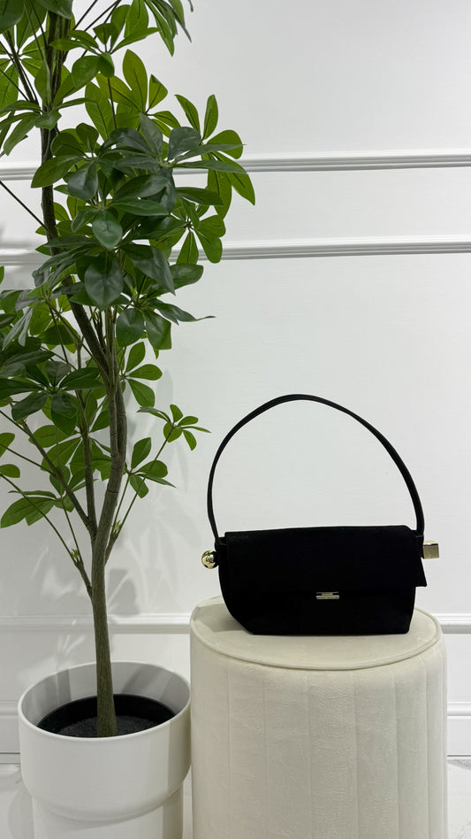 JACQUEMUS Pochette Luz in Camoscio Nero