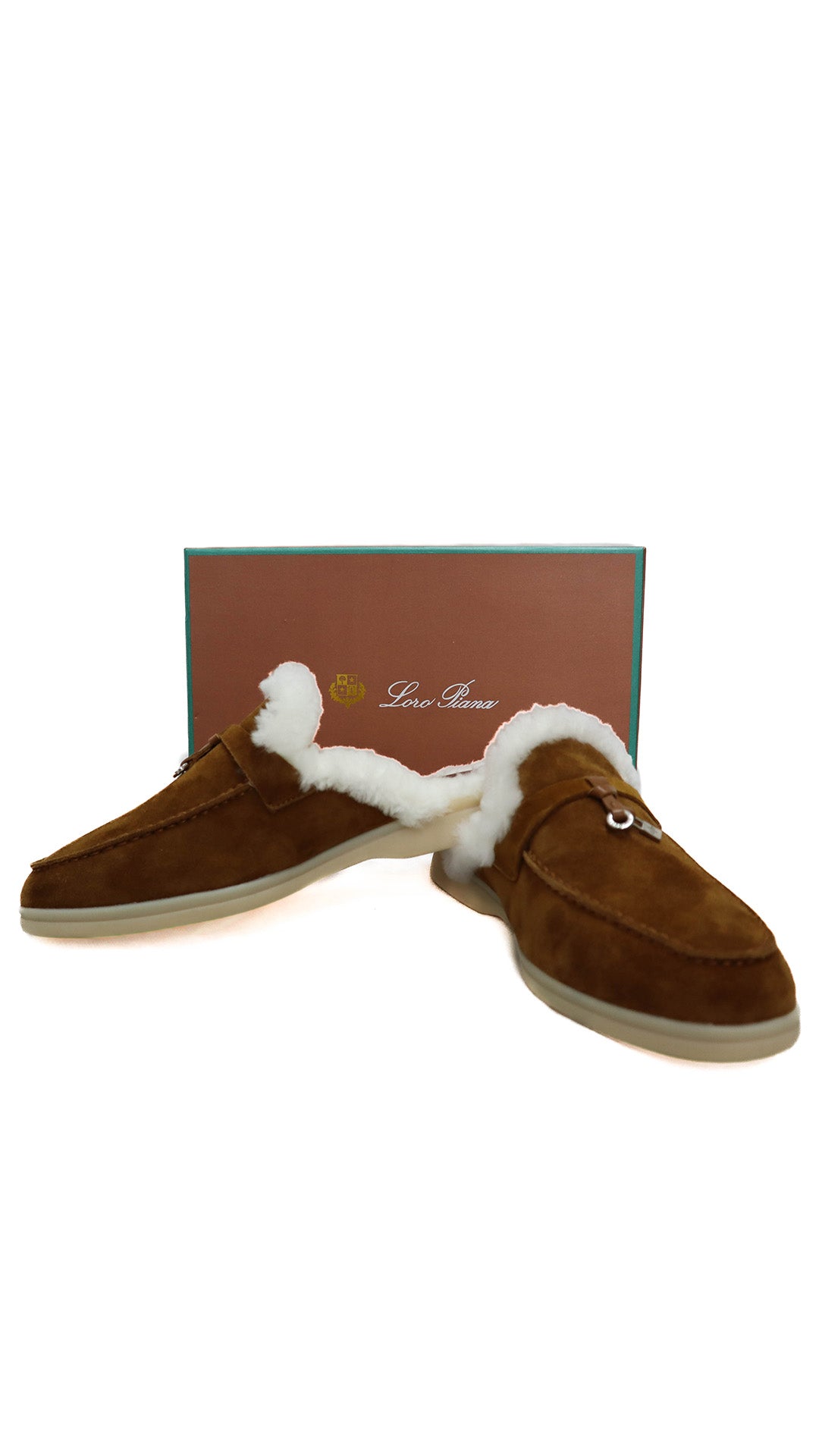 LORO PIANA Mocassini Babouche Charms Walk Suède Rust