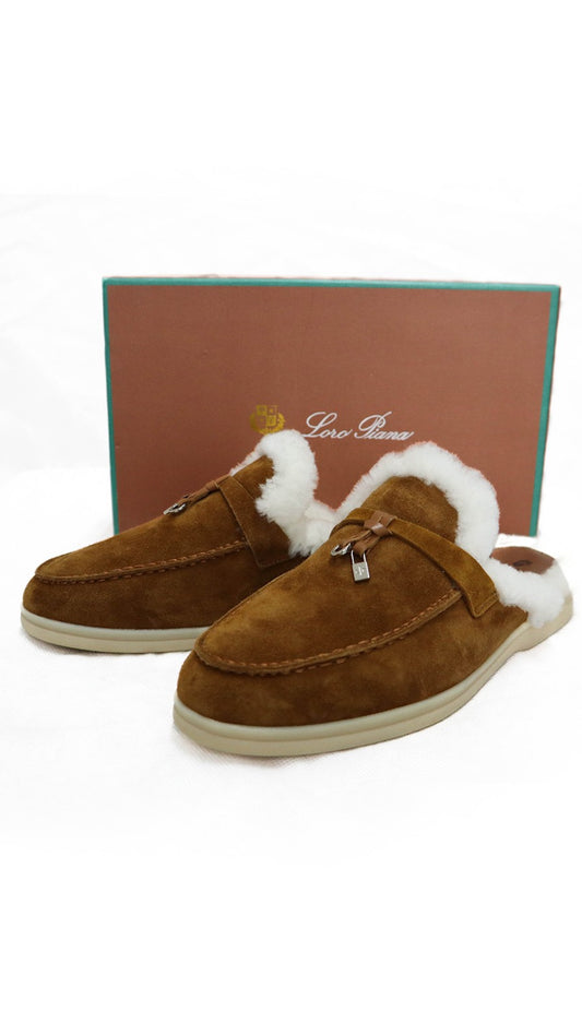 LORO PIANA Mocassini Babouche Charms Walk Suède Rust