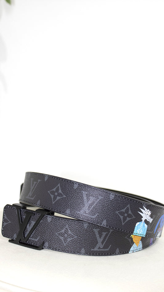 Louis Vuitton Cintura Friends Reversible Belt in Monogram grigio
