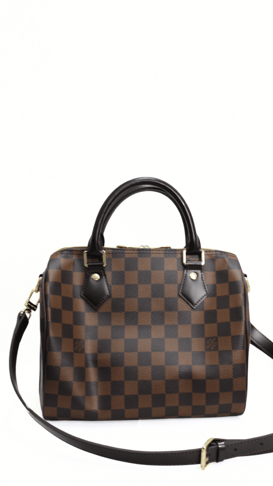 Louis Vuitton Speedy 25 Bandouliere Damier Ebene Shoulder Bag Brown