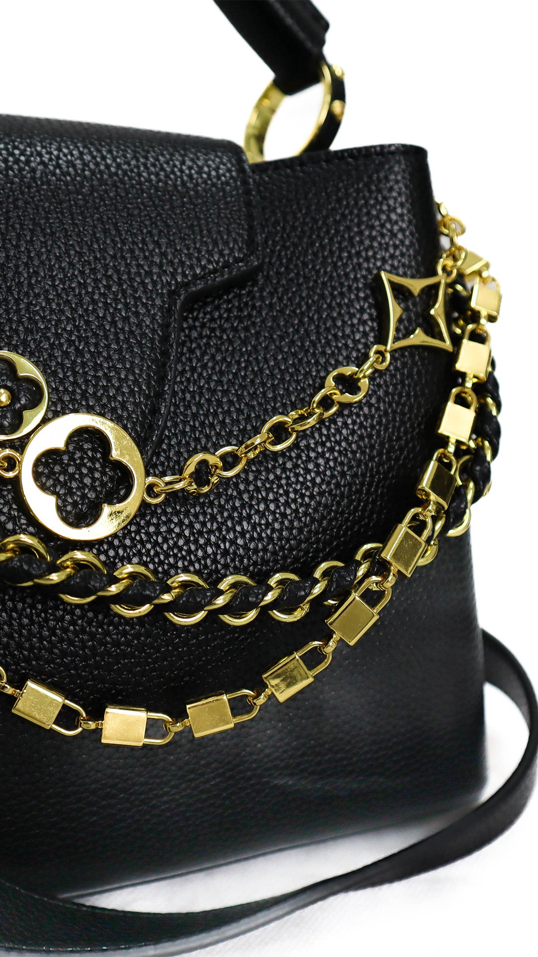 Louis Vuitton Taurillon Embellished Flower Handle Capucines nera