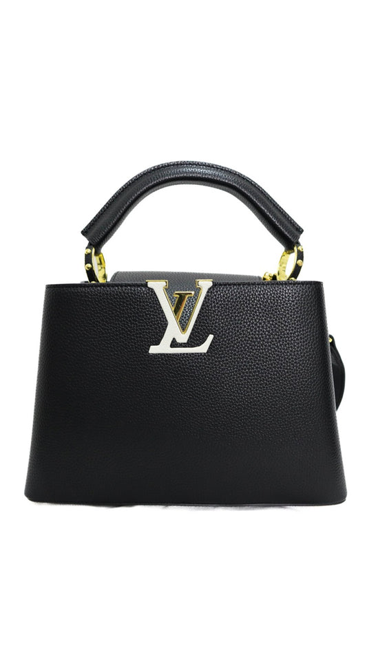 Louis Vuitton Taurillon Embellished Flower Handle Capucines nera