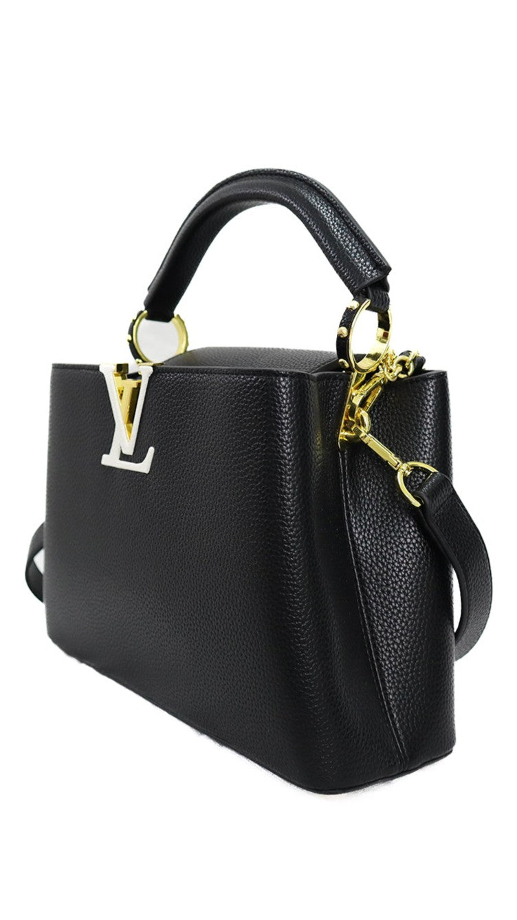 Louis Vuitton Taurillon Embellished Flower Handle Capucines nera