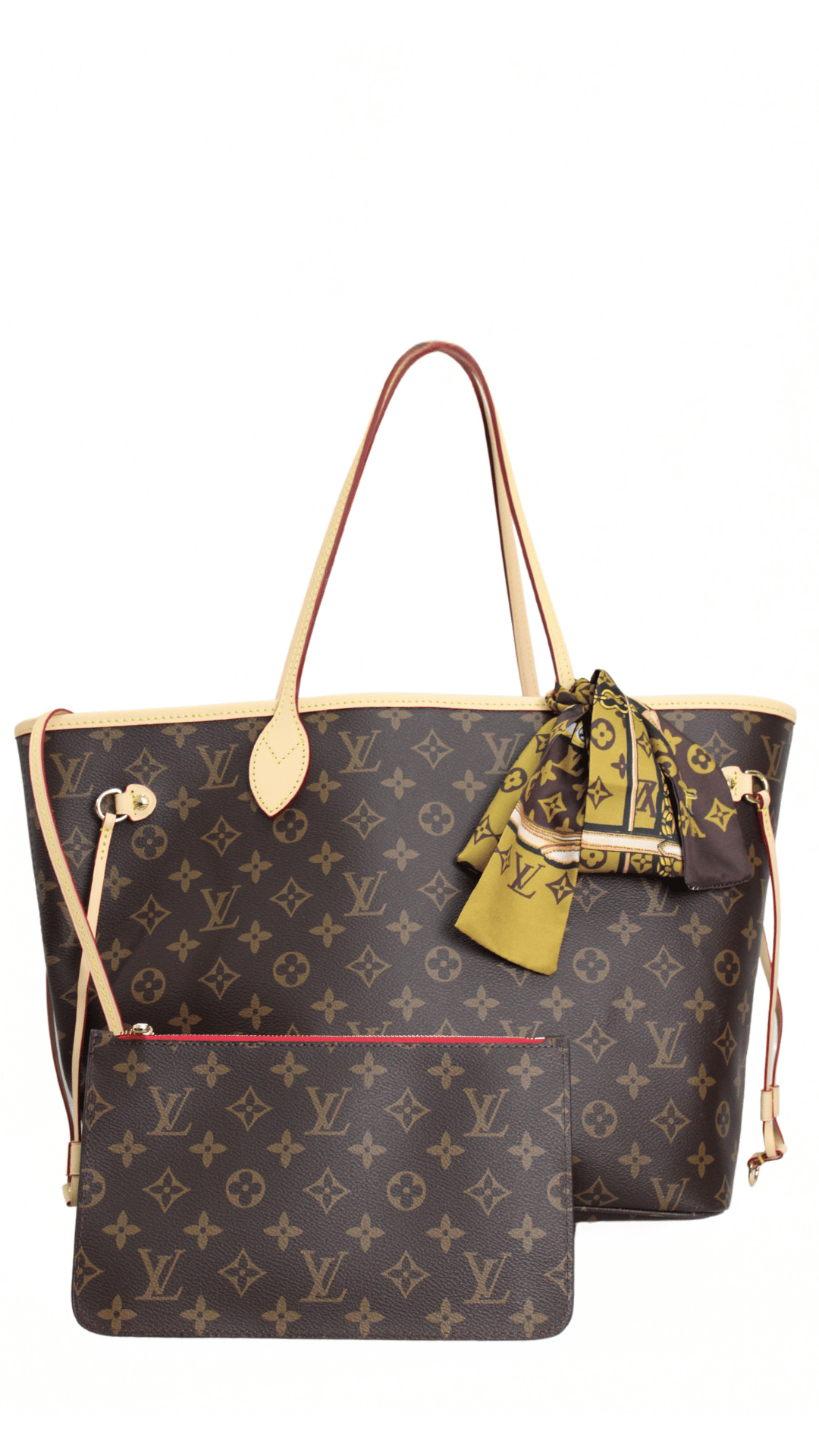 Louis Vuitton borsa a spalla Neverfull GM in tela Monogram con foulard
