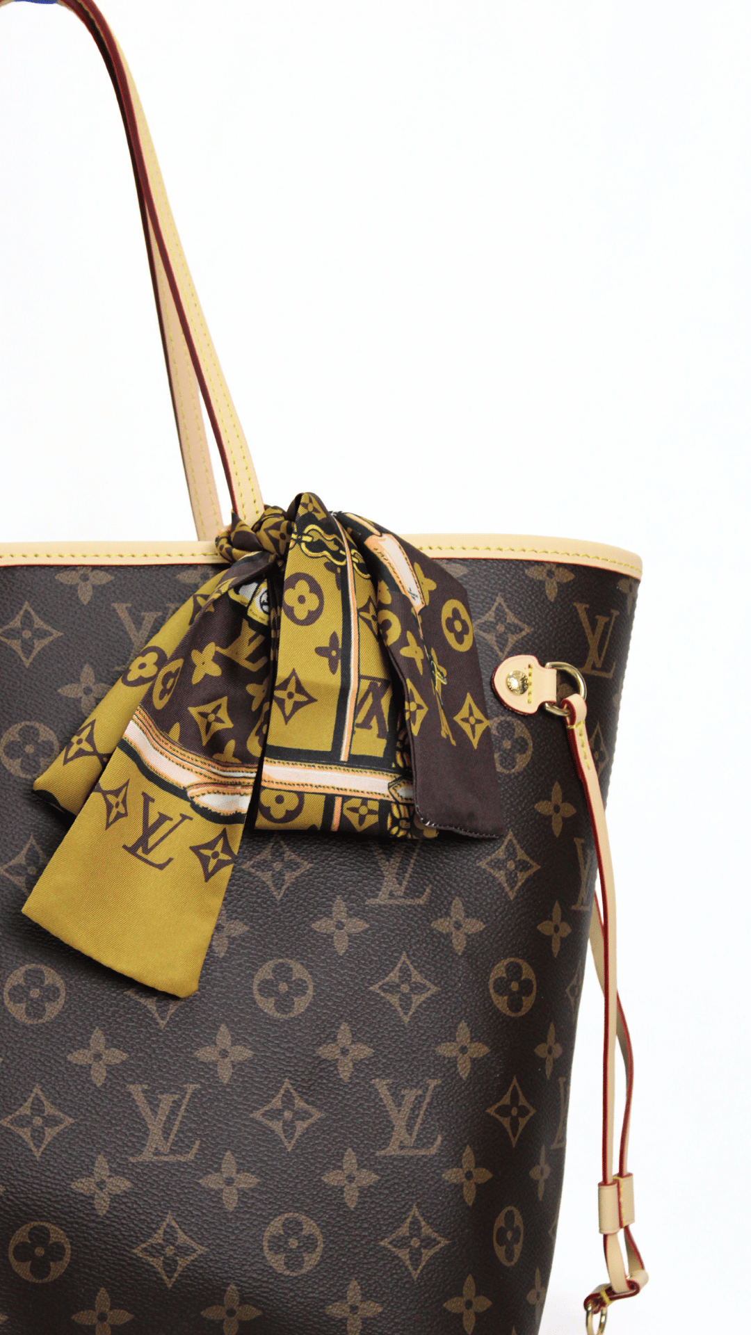 Louis Vuitton borsa a spalla Neverfull GM in tela Monogram con foulard