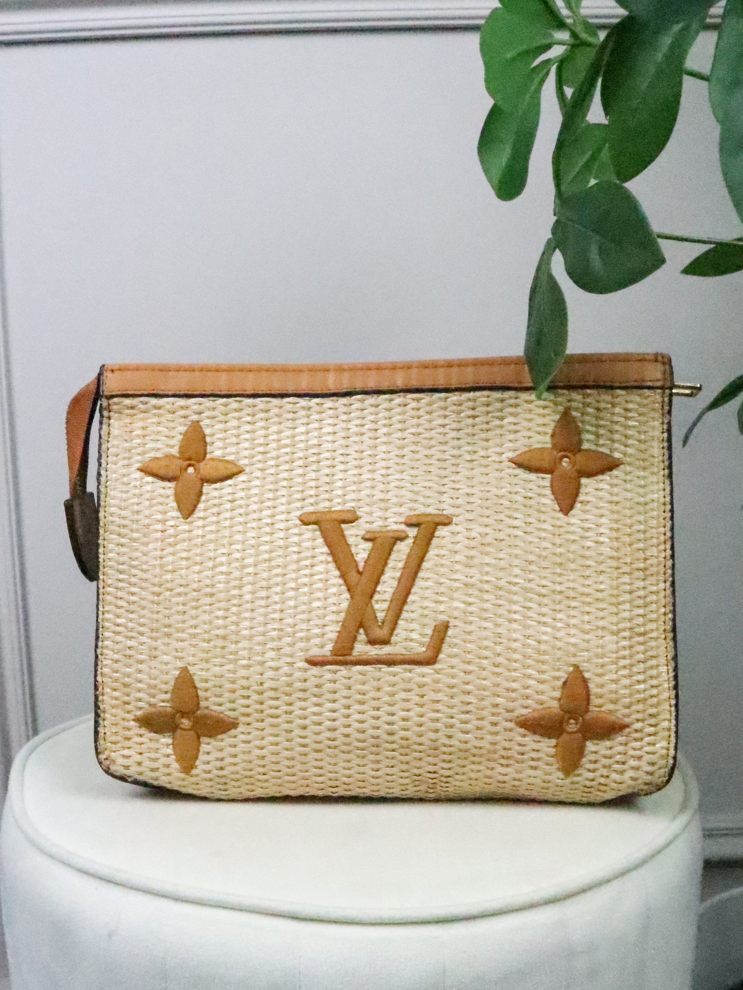 Louis Vuitton Raffia Monogram Giant Toiletry Pouch 26 Tan