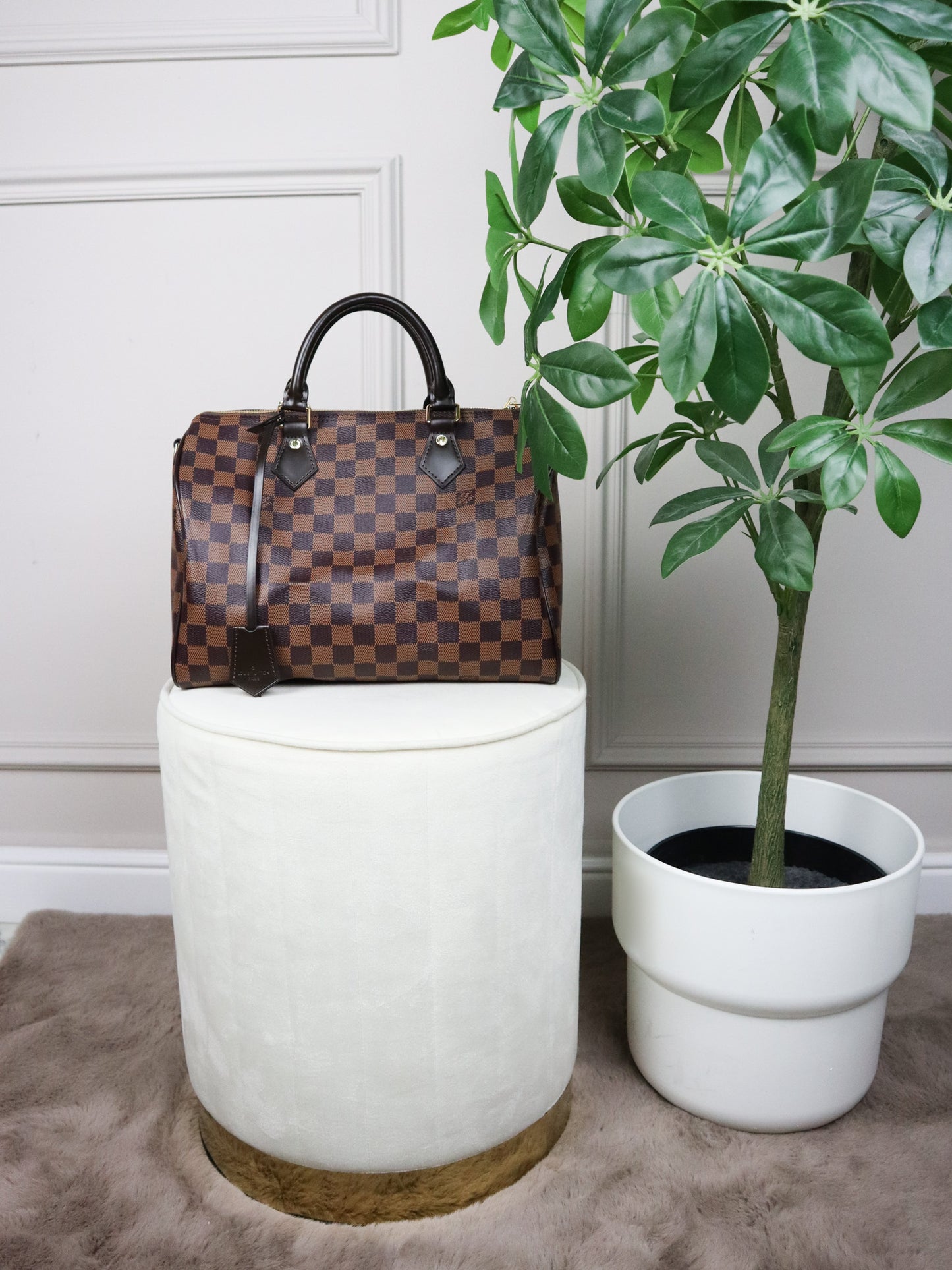 Louis Vuitton Speedy 25 Bandouliere Damier Ebene Shoulder Bag Brown