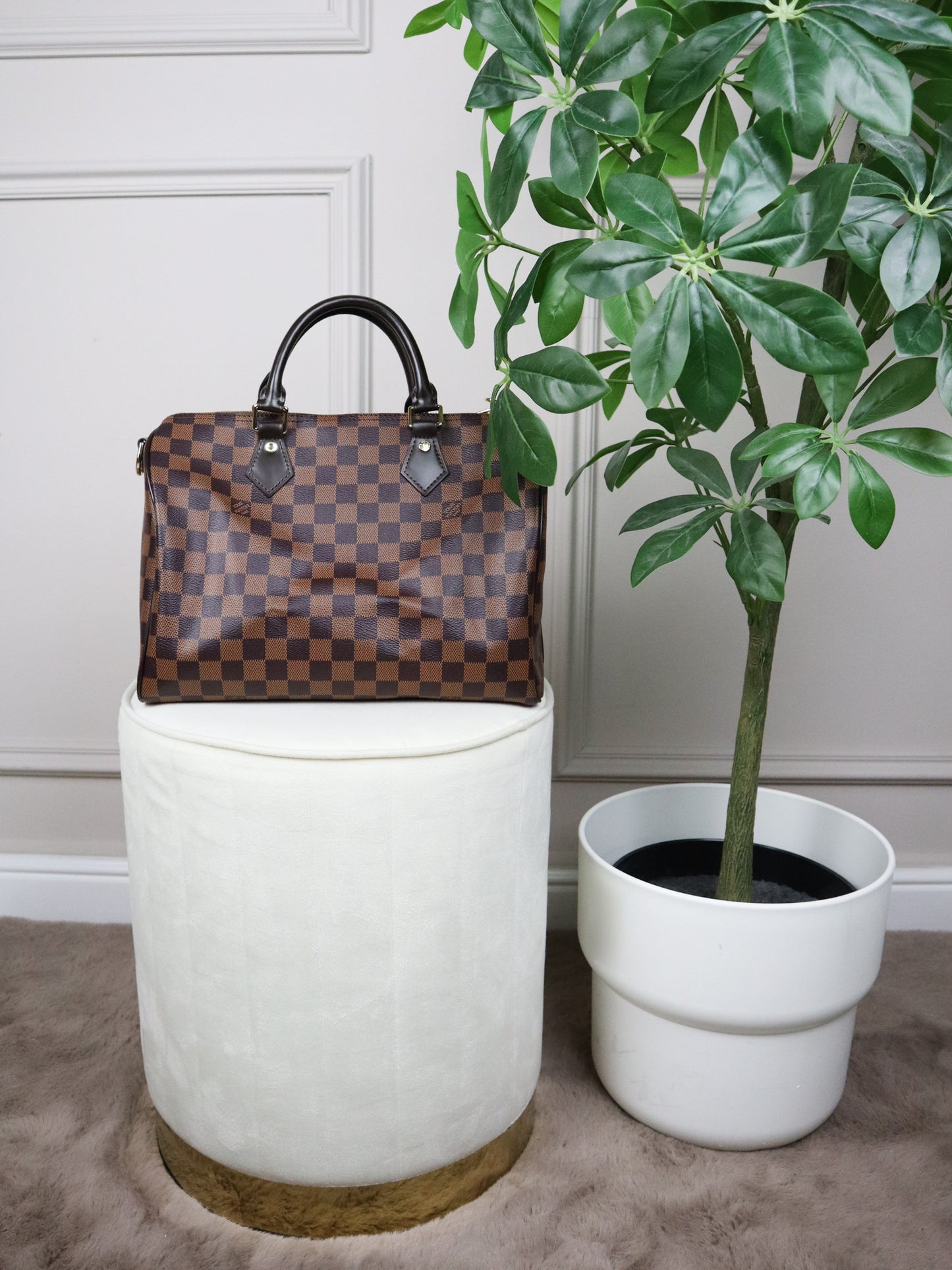 Louis Vuitton Speedy 25 Bandouliere Damier Ebene Shoulder Bag Brown