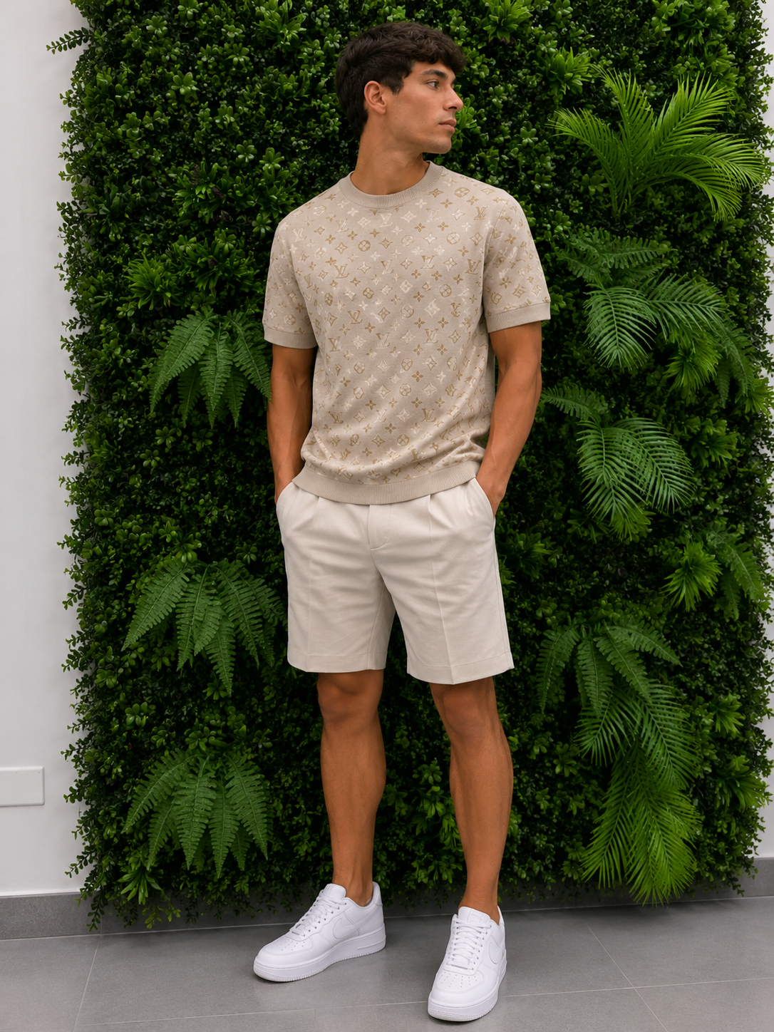 LOUIS VUITTON T-Shirt Jacquard Monogram Tee beige