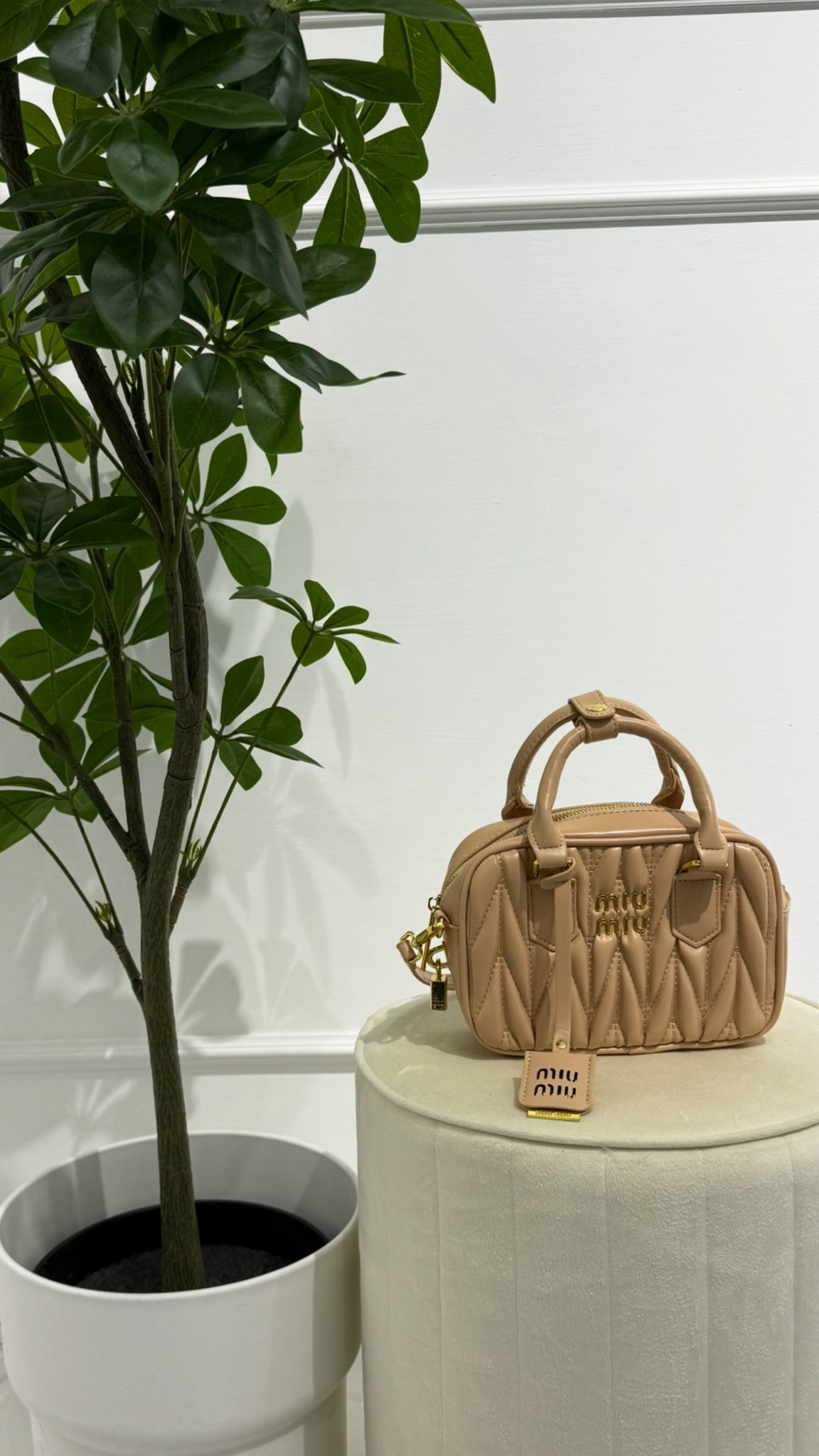 MIU MIU Borsa Matelassé marroncino