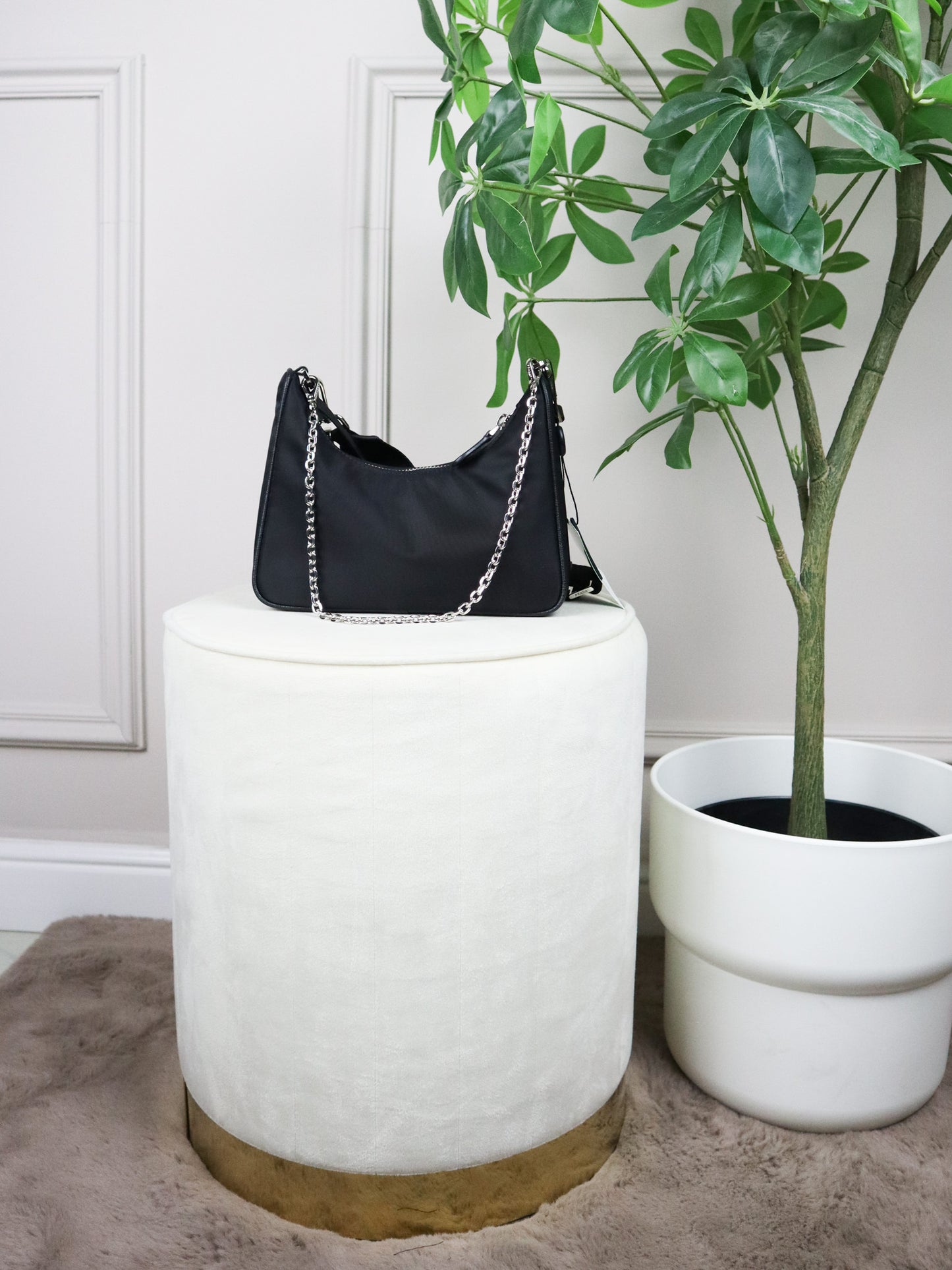 PRADA Borsa Re-Edition 2005 nera e argentata