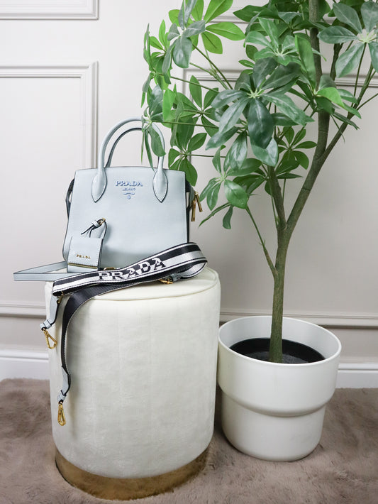 PRADA Borsa Tote celeste