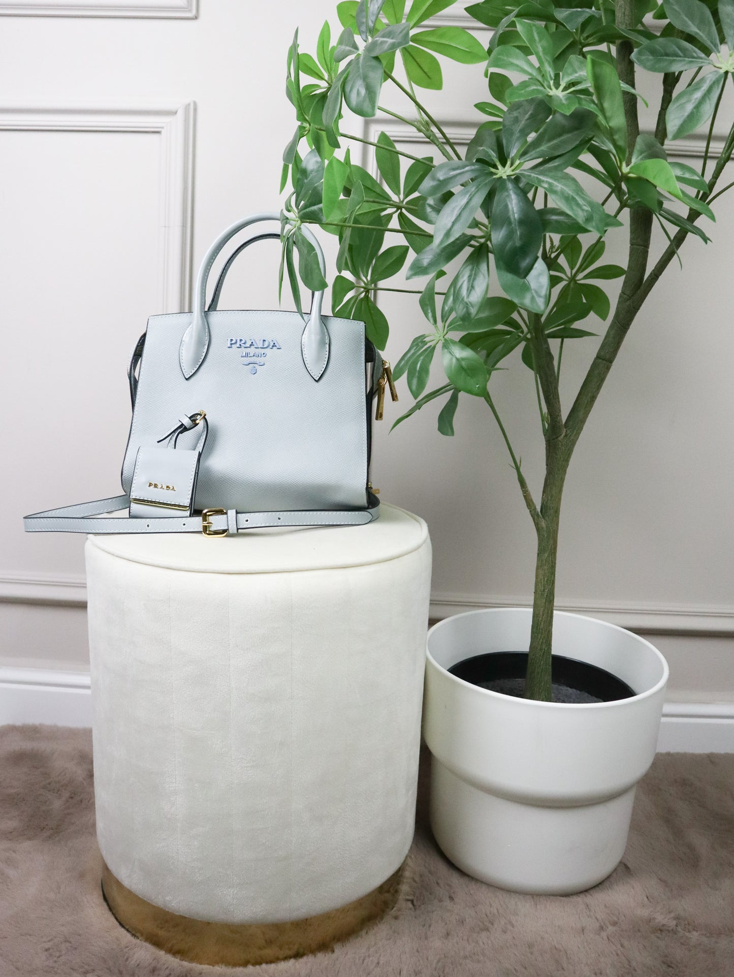 PRADA Borsa Tote celeste