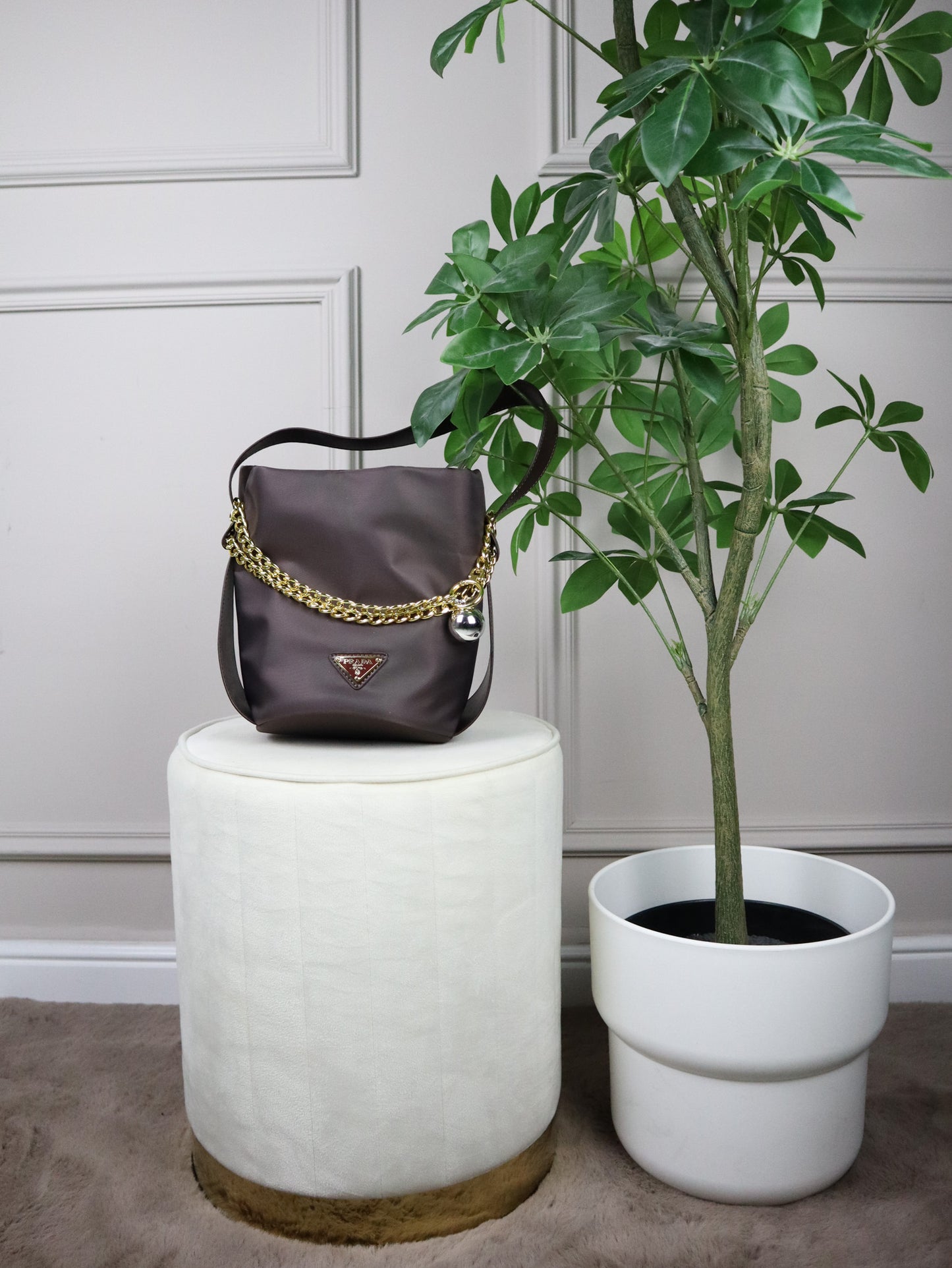 PRADA Borsa a Secchiello Petit Sac marrone