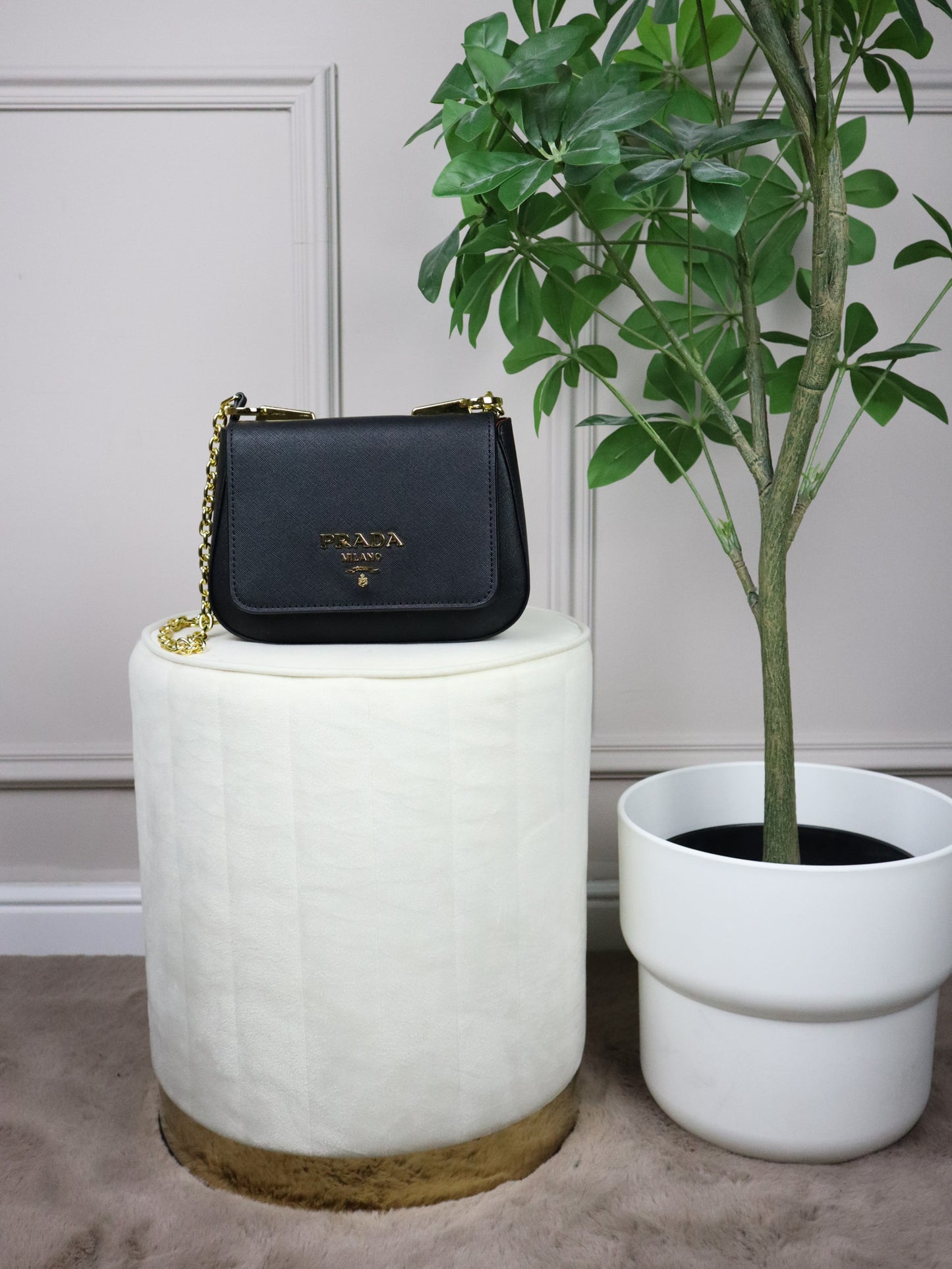 PRADA Borsa a spalla Saffiano Mini nera