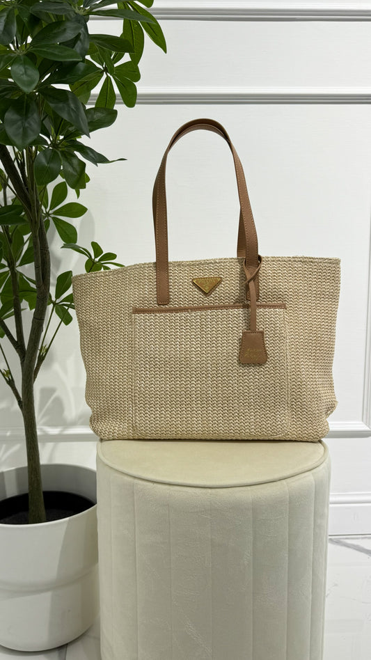 PRADA Natural Crochet tote bag