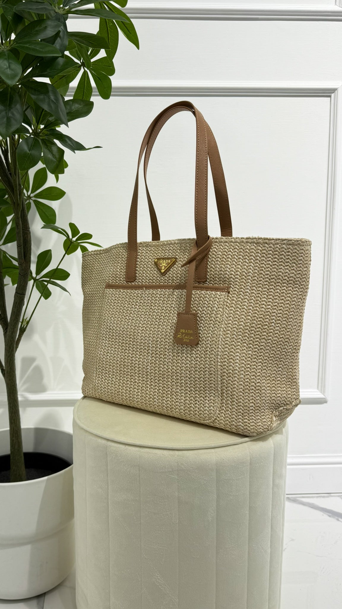 PRADA Natural Crochet tote bag