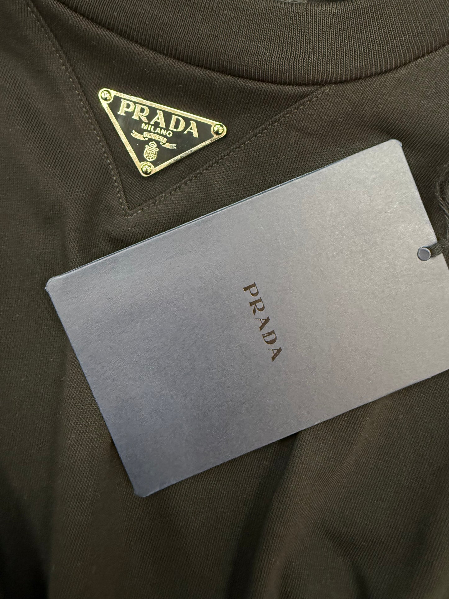 PRADA T-Shirt with enameled metal triangle logo Nera