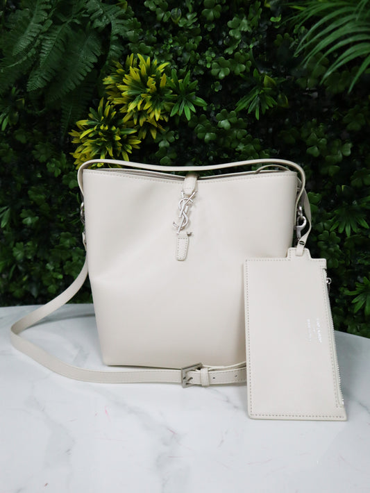 SAINT LAURENT Borsa LE 37 Small Bucket bianca