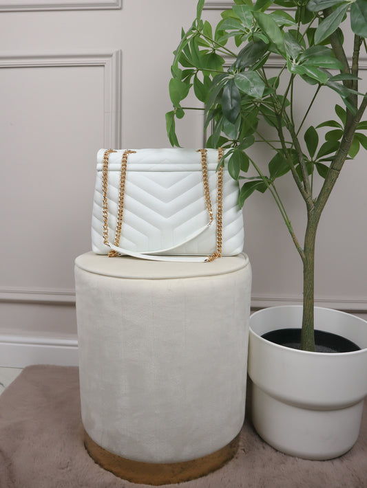 SAINT LAURENT Borsa a spalla Loulou bianca