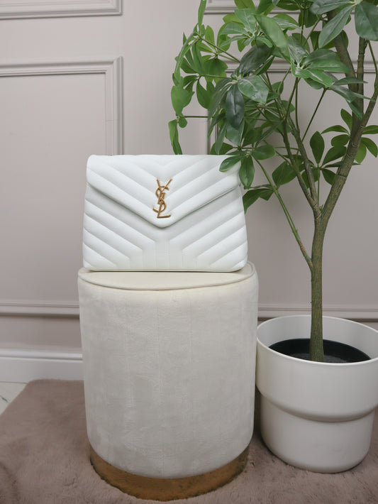 SAINT LAURENT Borsa a spalla Loulou bianca