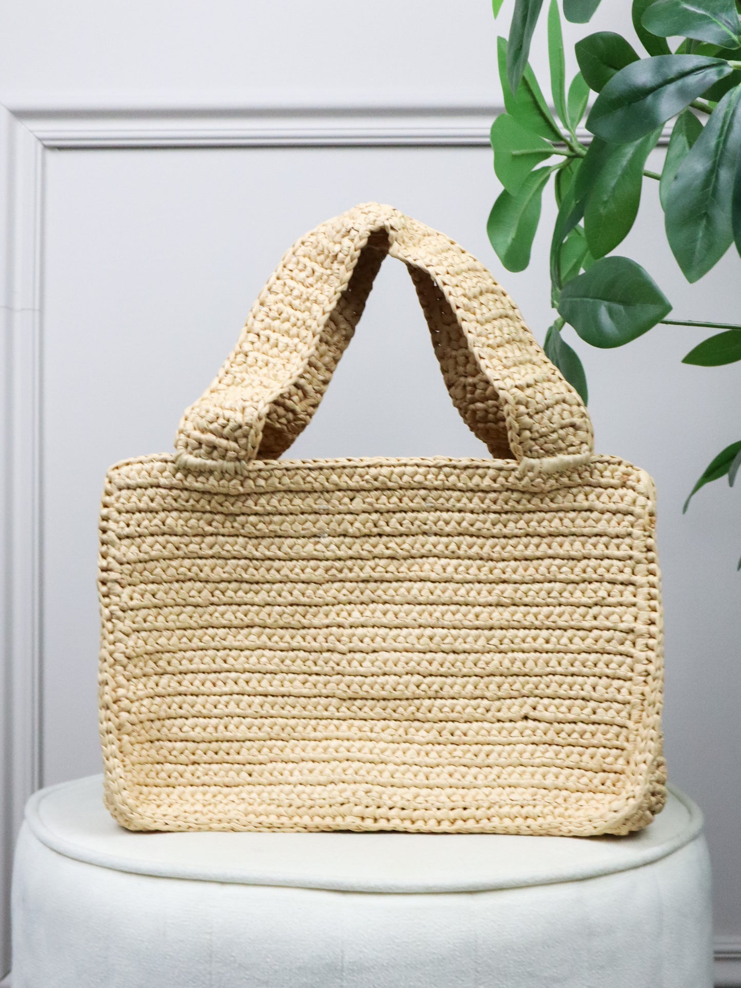VALENTINO Borsa VLogo raffia tote beige
