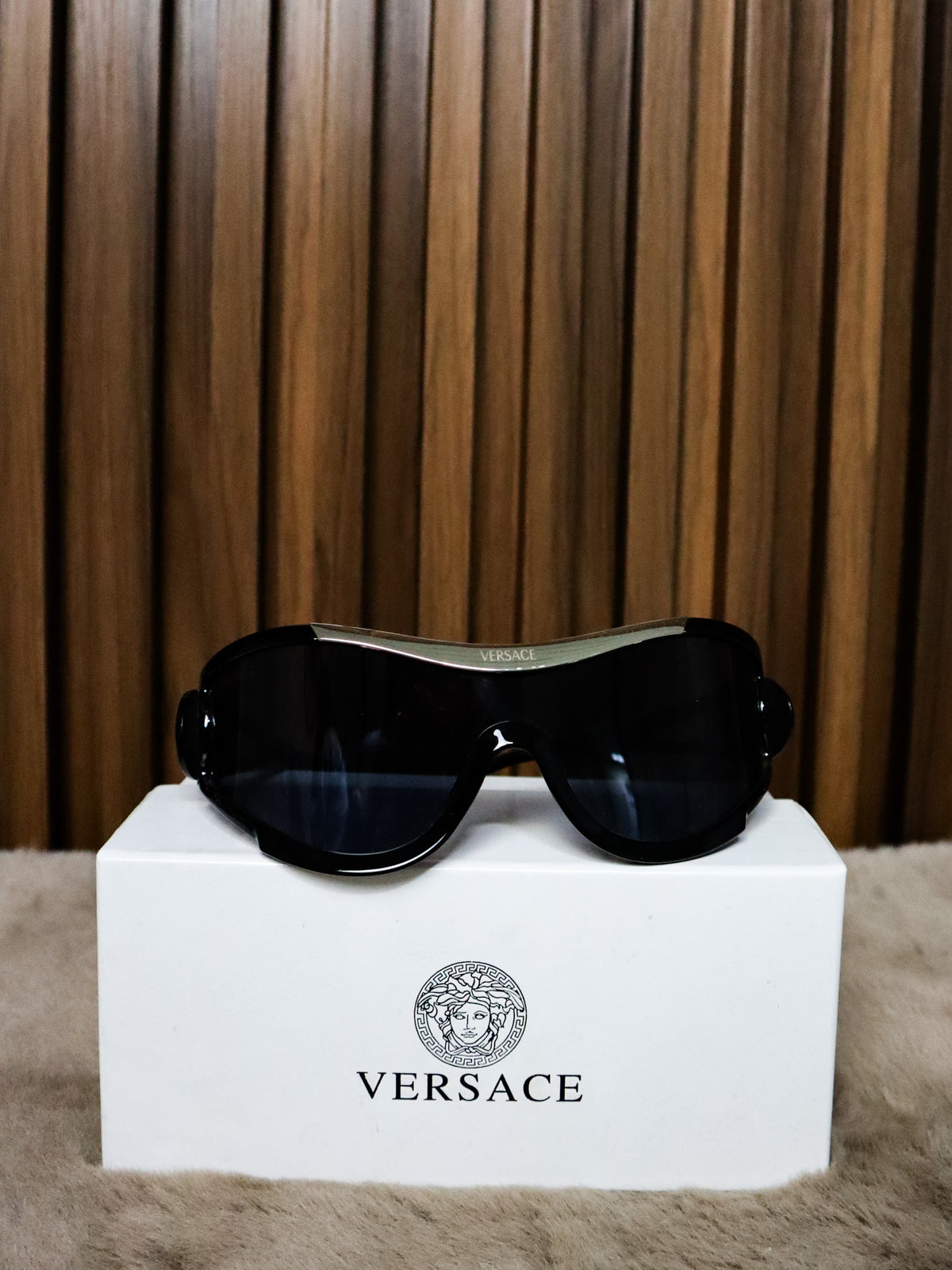 VERSACE Occhiali sole mascherina neri