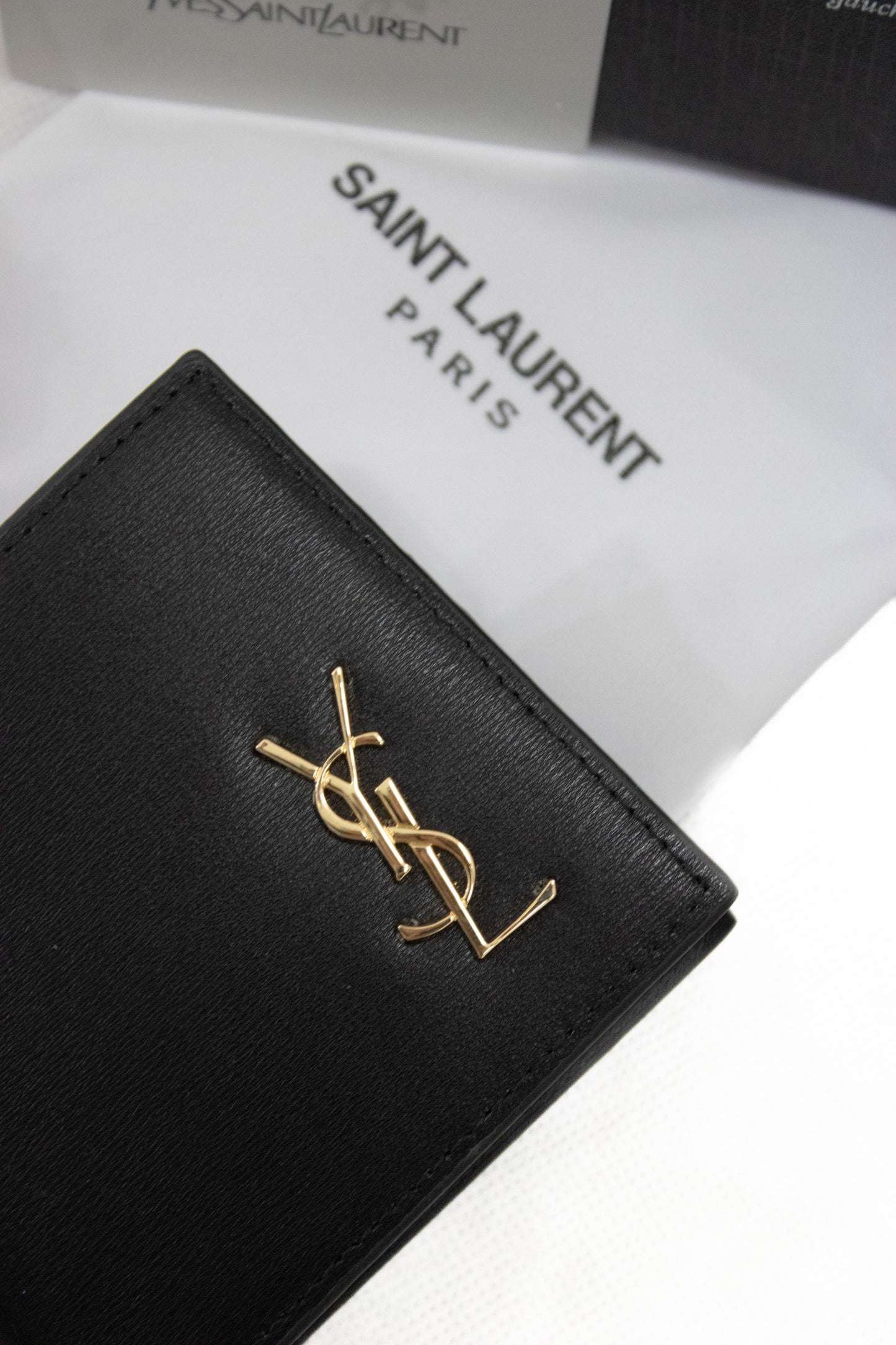 YSL Shine Black Leather Wallet