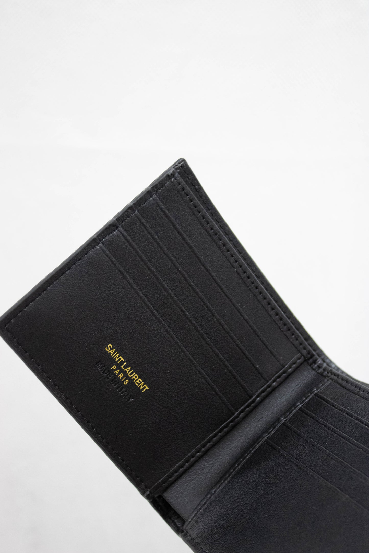 YSL Shine Black Leather Wallet