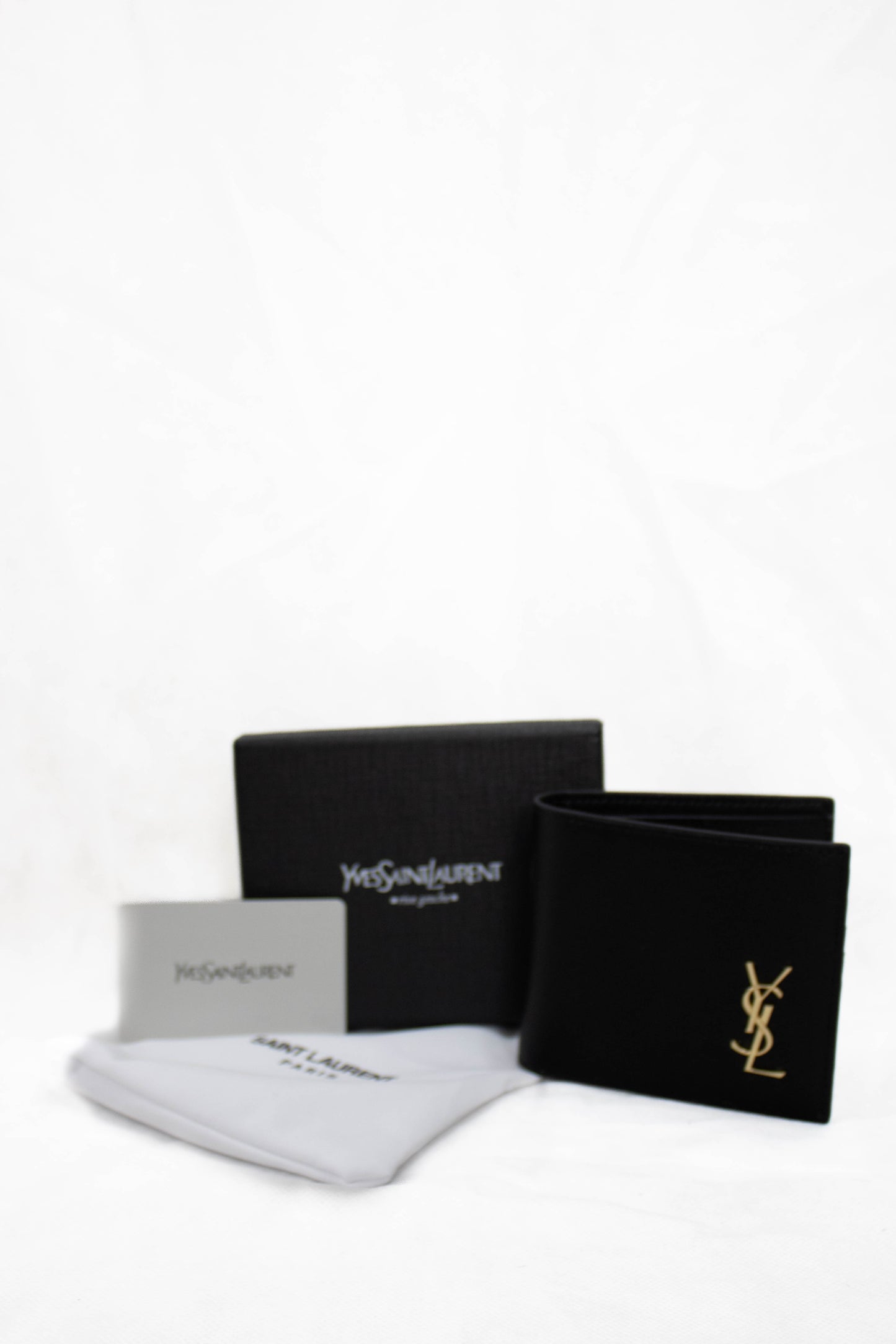 YSL Shine Black Leather Wallet