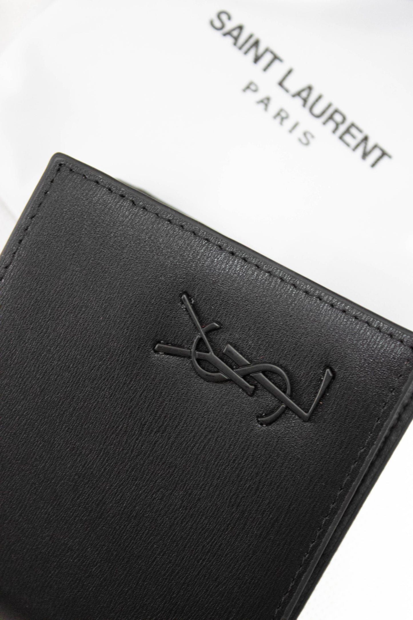 YSL Shine Black Leather Wallet nero