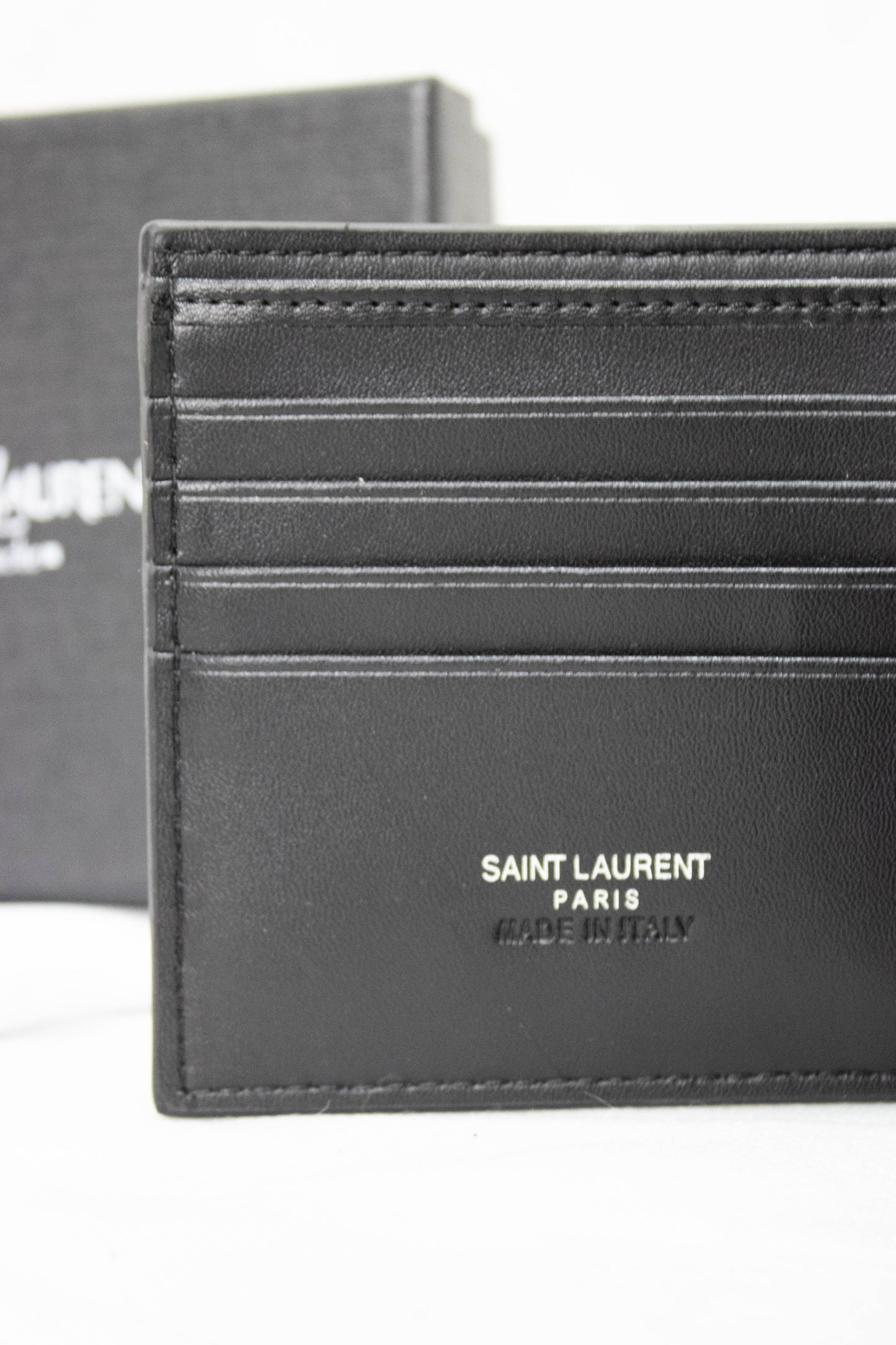 YSL Shine Black Leather Wallet nero