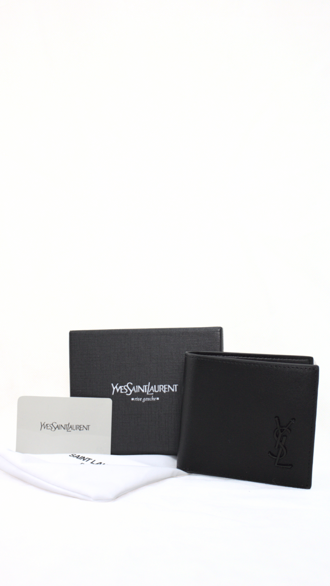 YSL Shine Black Leather Wallet nero