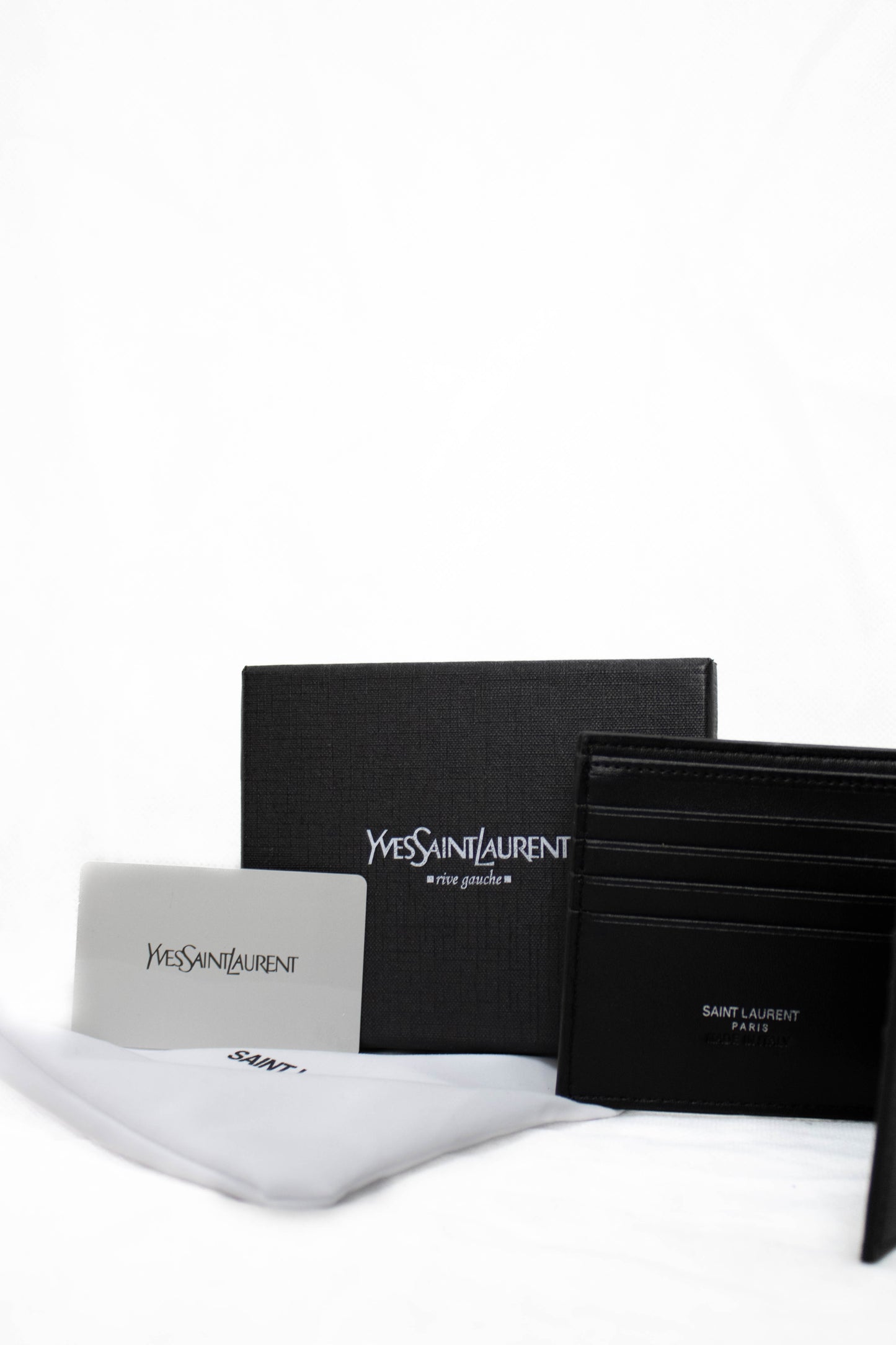 YSL Shine Black Leather Wallet nero